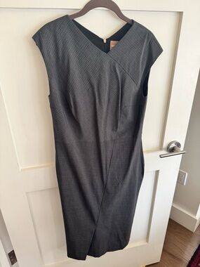 Boss Charcoal Check Midi Sheath Dress